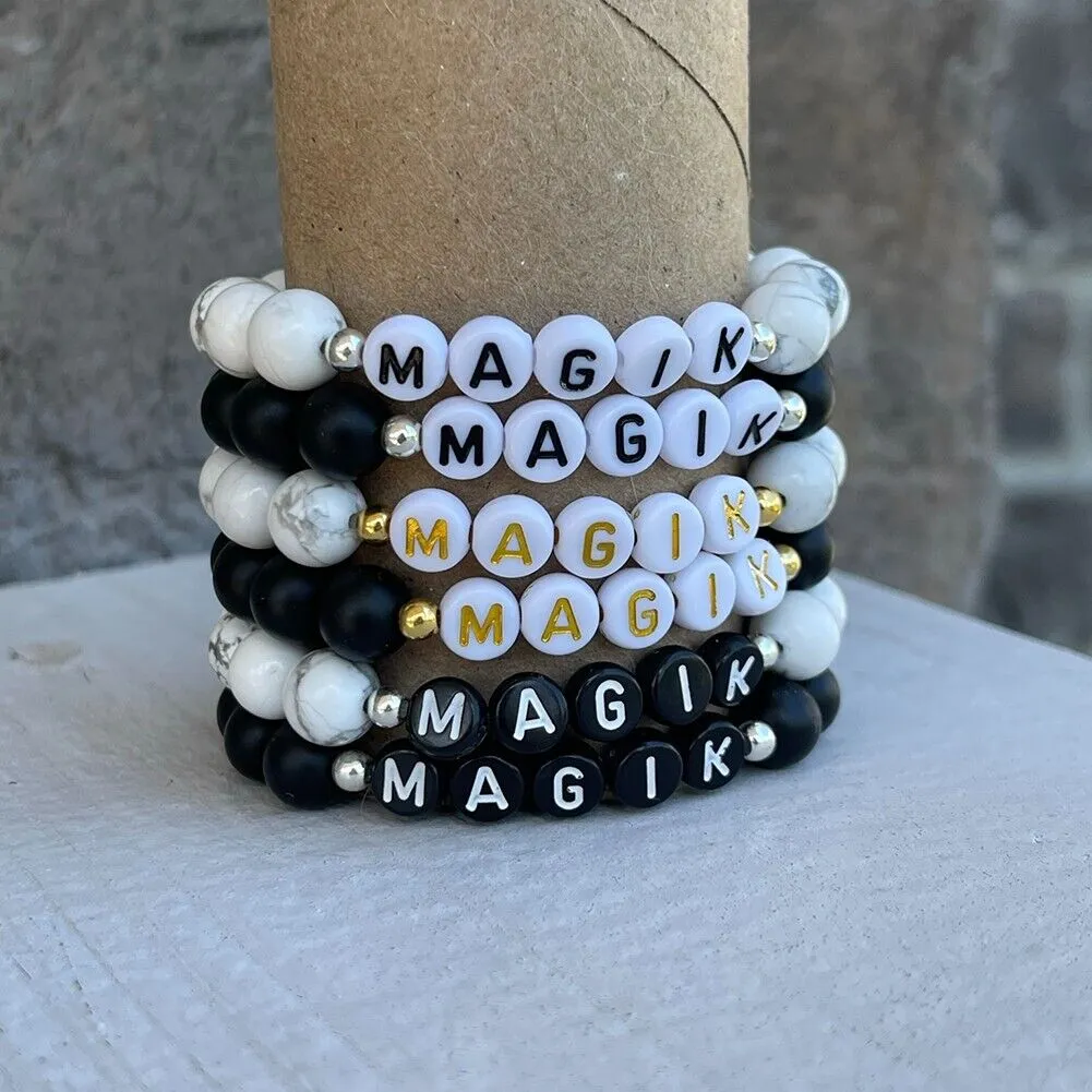 US Personalize Custom Name Mama Bracelet Bead Stretch Energy Stone Agage Howlite