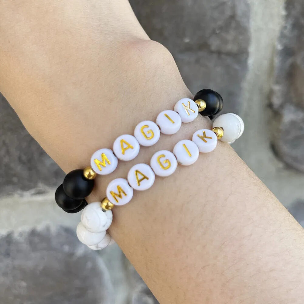 US Personalize Custom Name Mama Bracelet Bead Stretch Energy Stone Agage Howlite