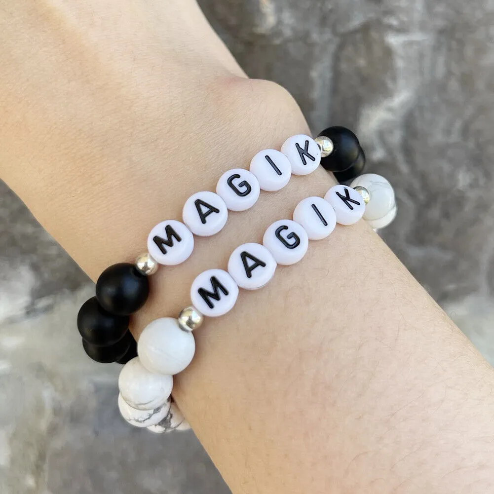 US Personalize Custom Name Mama Bracelet Bead Stretch Energy Stone Agage Howlite