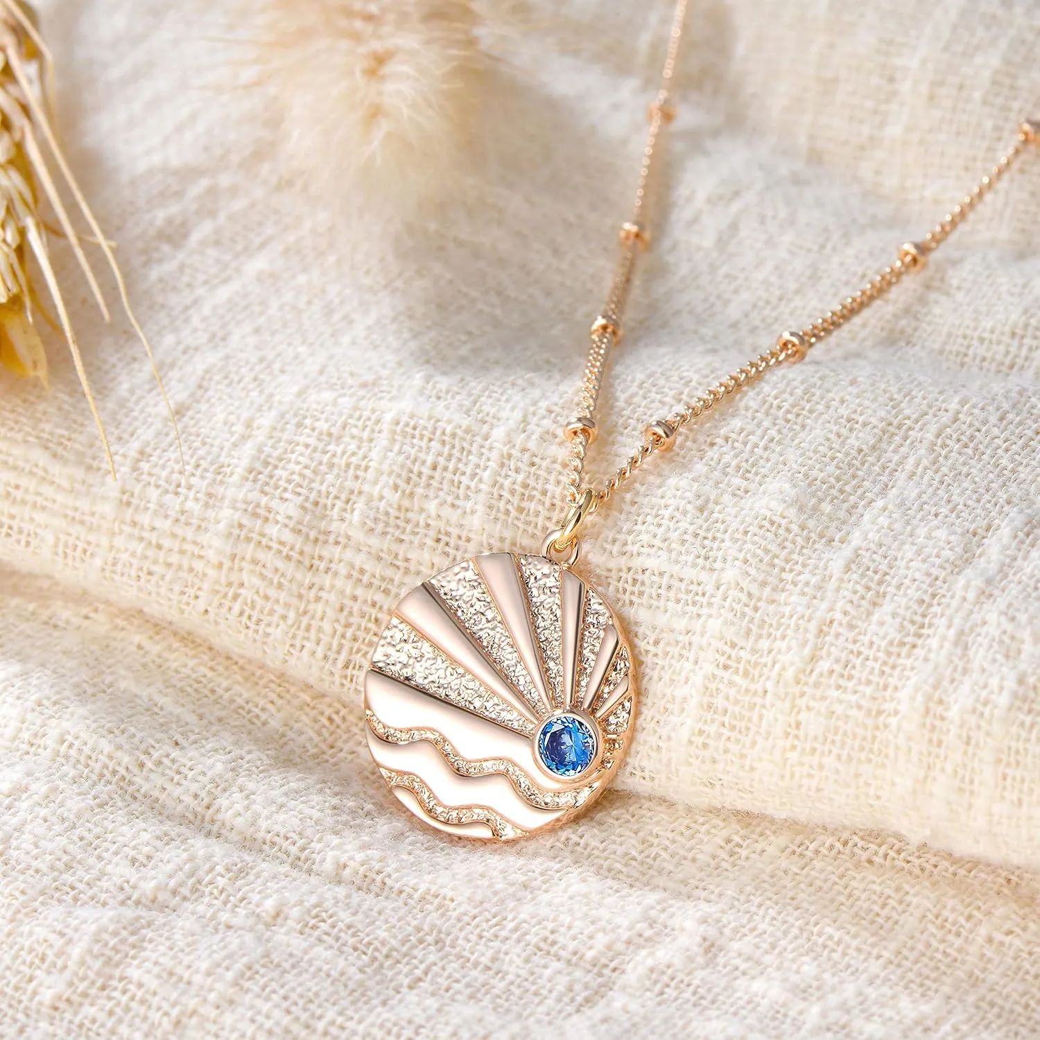 VACRONA Coin Necklace 18k Gold Plated Vintage Textured Medallion Coin Pendant Round Circle Disk Dainty Necklace for Women