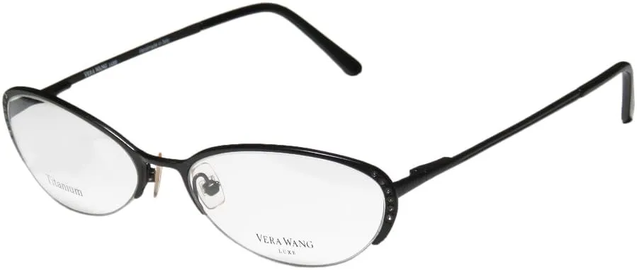 Vera Wang Epiphany Ii For Ladies/Young Women/Girls Designer Half-rim Titanium Crystals Spring Hinges Eyeglasses/Eye Glasses (50-17-135, Black)