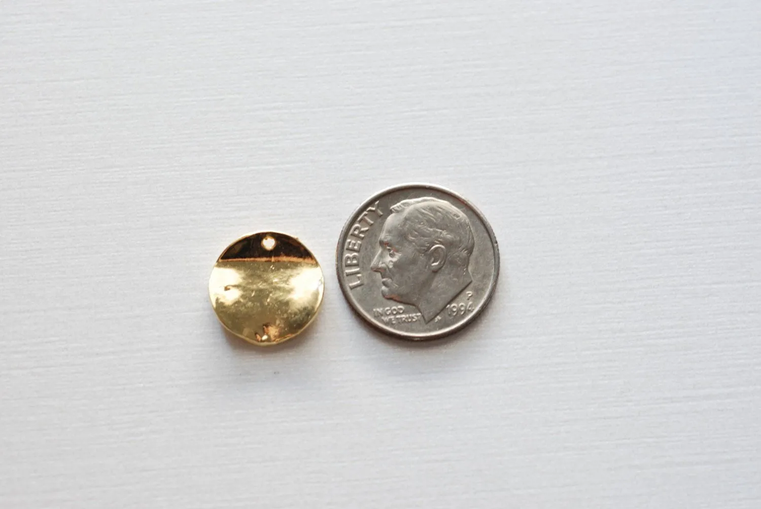 Vermeil Gold Wavy Stamping Disc- 18k gold plated over sterling silver stamping disc charm, stamping disc