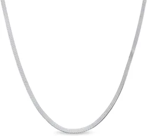Verona Jewelers Sterling Silver 2.5MM Herringbone Flat Snake Magic Chain -925 Vintage Shiny Chain for Men and Women
