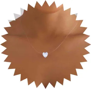 Vintage Crystal Pendant Necklace Silver Rhinestone Choker Necklace Tiny Solitary Necklace Transparent Invisible Chain Necklace Cz Fishing Line Necklace Chain Jewelry for Women and Girls