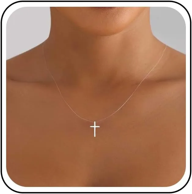 Vintage Crystal Star Pendant Necklace Silver Rhinestone Star Choker Necklace Transparent Invisible Chain Necklace Cz Fishing Line Necklace Chain Jewelry for Women