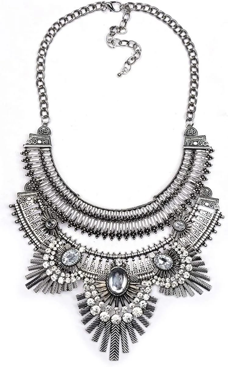 Vintage Gypsy Bohemian Ethnic Tribal Boho Statement Pendant Necklace,Owl style