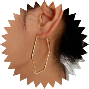 Vintage Hollow Hexagon Dangle Earrings - Gold Hexagon Hoop & Minimal Stud Earrings for Women
