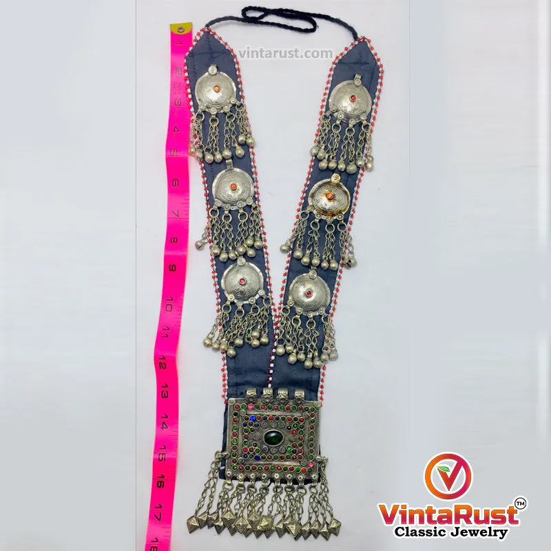 Vintage Long Chain Turkmen Big Pendant Style Necklace