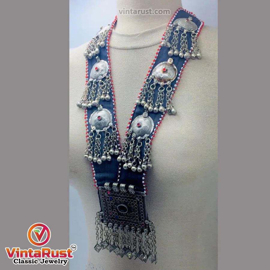 Vintage Long Chain Turkmen Big Pendant Style Necklace