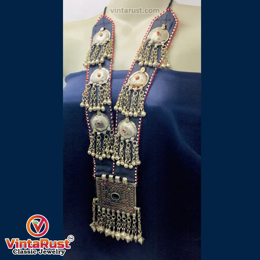 Vintage Long Chain Turkmen Big Pendant Style Necklace