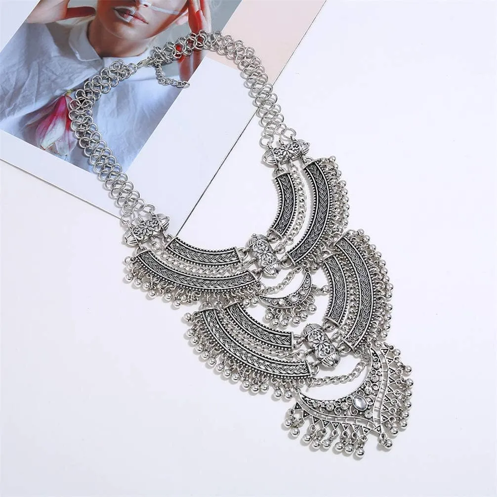 Vintage Multilayer Ethnic Tribal Statement Choker Necklace Bohemian Indian Turkish Jewelry for Women
