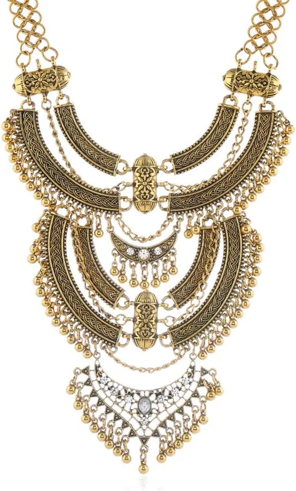 Vintage Multilayer Ethnic Tribal Statement Choker Necklace Bohemian Indian Turkish Jewelry for Women