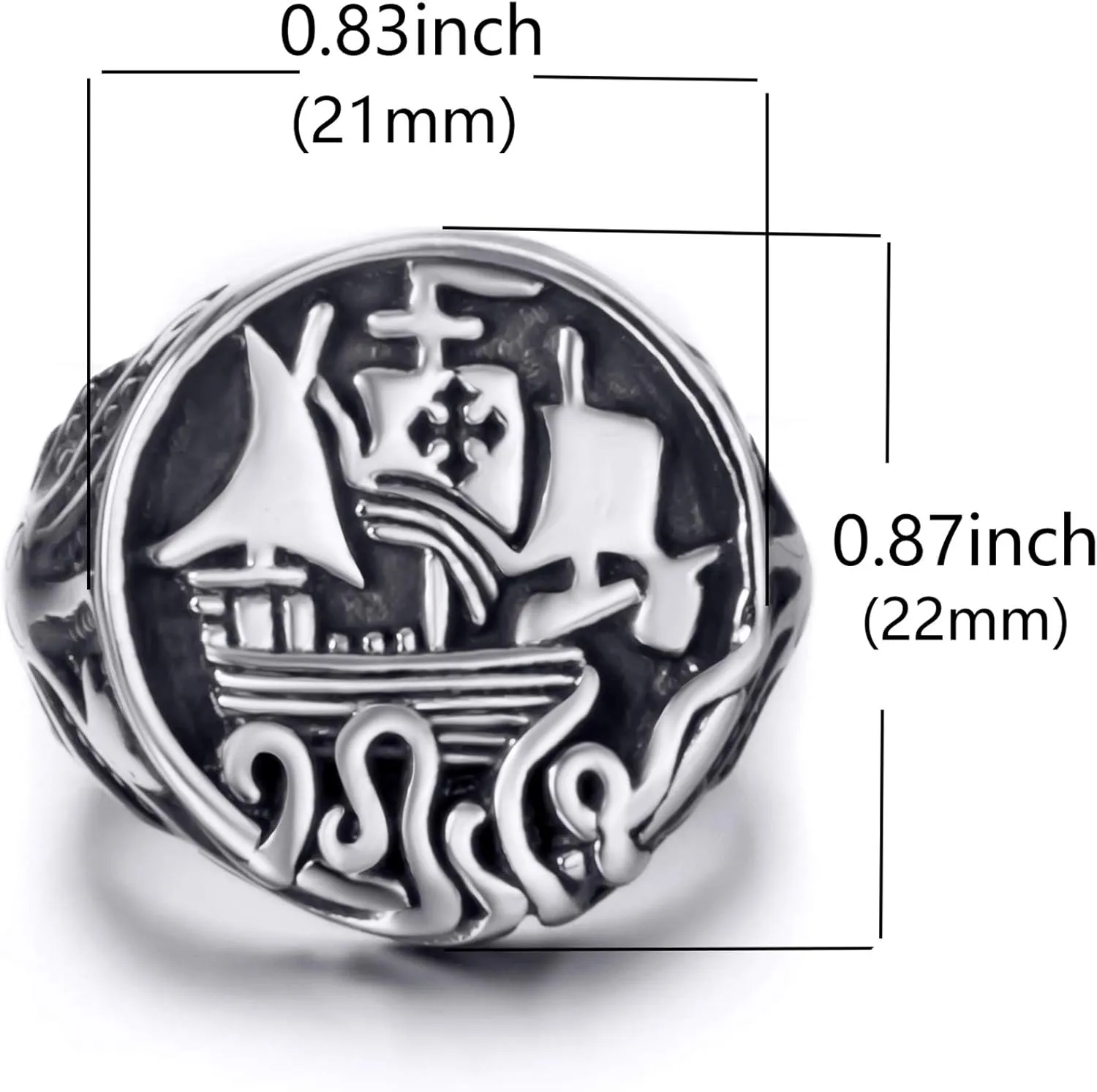 Vintage Viking Ring Drakkar Ship Kraken Norse Sea Monster Octopus Squid Tentacle Stainless Steel Cocktail Party Ring for men