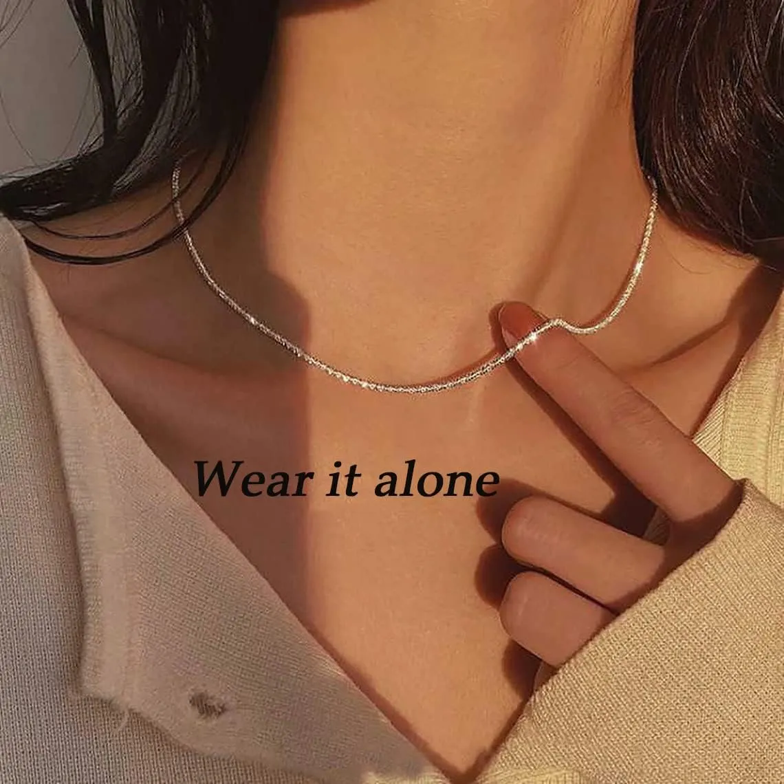 VIROMY Dainty Gold Necklace for Women 14K Gold Plated Layered Satellite Necklaces Trible Layering Paper Clip Chain Link Necklace Everyday Jewelry