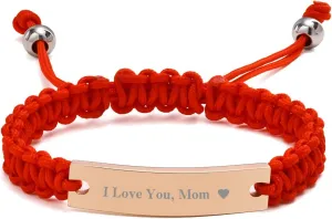 VNOX Name Quote Personalized Bracelets for Men Women Custom Customize Friendship Couple Bridesmaid Gift Jewelry Handmade Braided Rope Bracelet Anniversary Christmas Gift,Set of 2,3,4,5