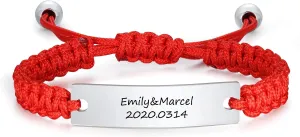 VNOX Name Quote Personalized Bracelets for Men Women Custom Customize Friendship Couple Bridesmaid Gift Jewelry Handmade Braided Rope Bracelet Anniversary Christmas Gift,Set of 2,3,4,5