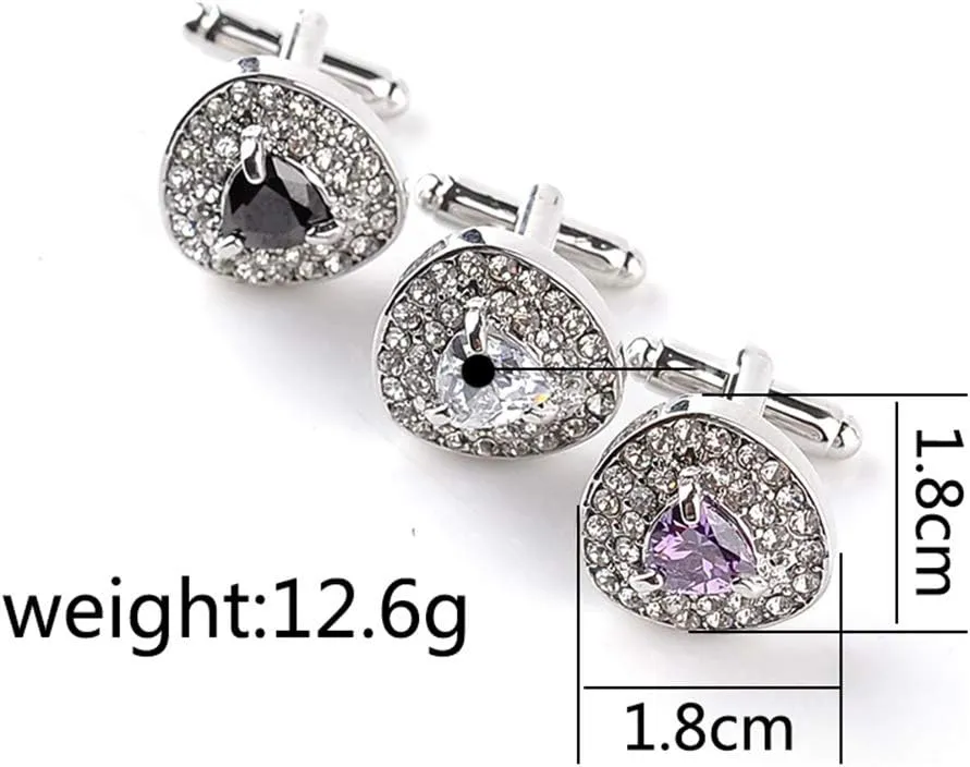 Vpang 1 Pair Men's Cuff Links Shiny Crystal Cufflinks Shirt Suit Cufflinks Tuxedo Shirt Studs Set for Men