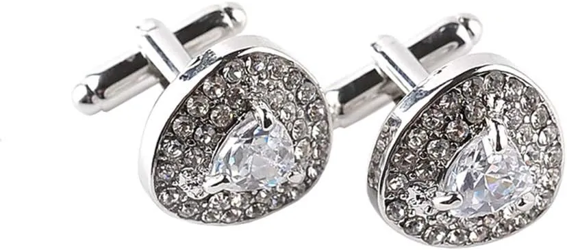 Vpang 1 Pair Men's Cuff Links Shiny Crystal Cufflinks Shirt Suit Cufflinks Tuxedo Shirt Studs Set for Men