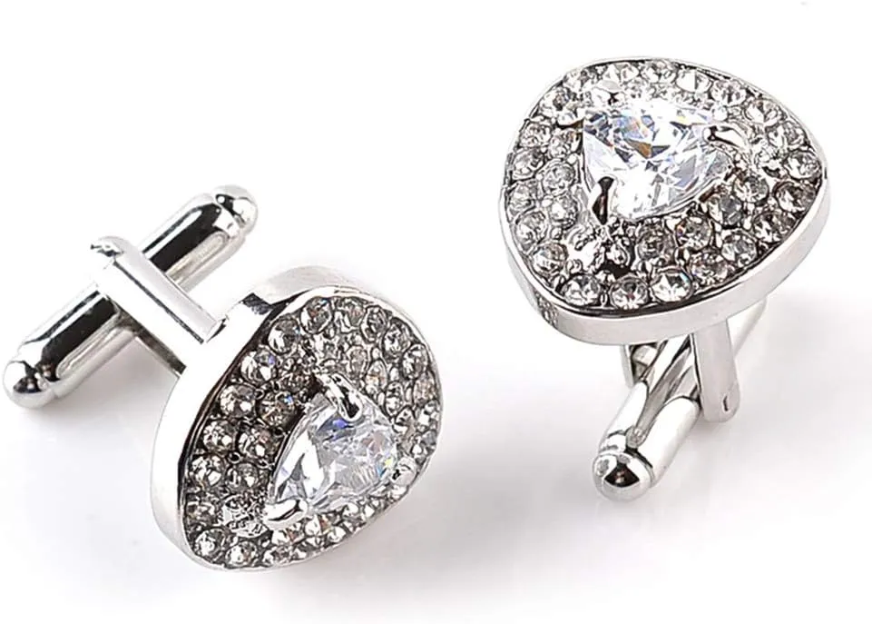 Vpang 1 Pair Men's Cuff Links Shiny Crystal Cufflinks Shirt Suit Cufflinks Tuxedo Shirt Studs Set for Men