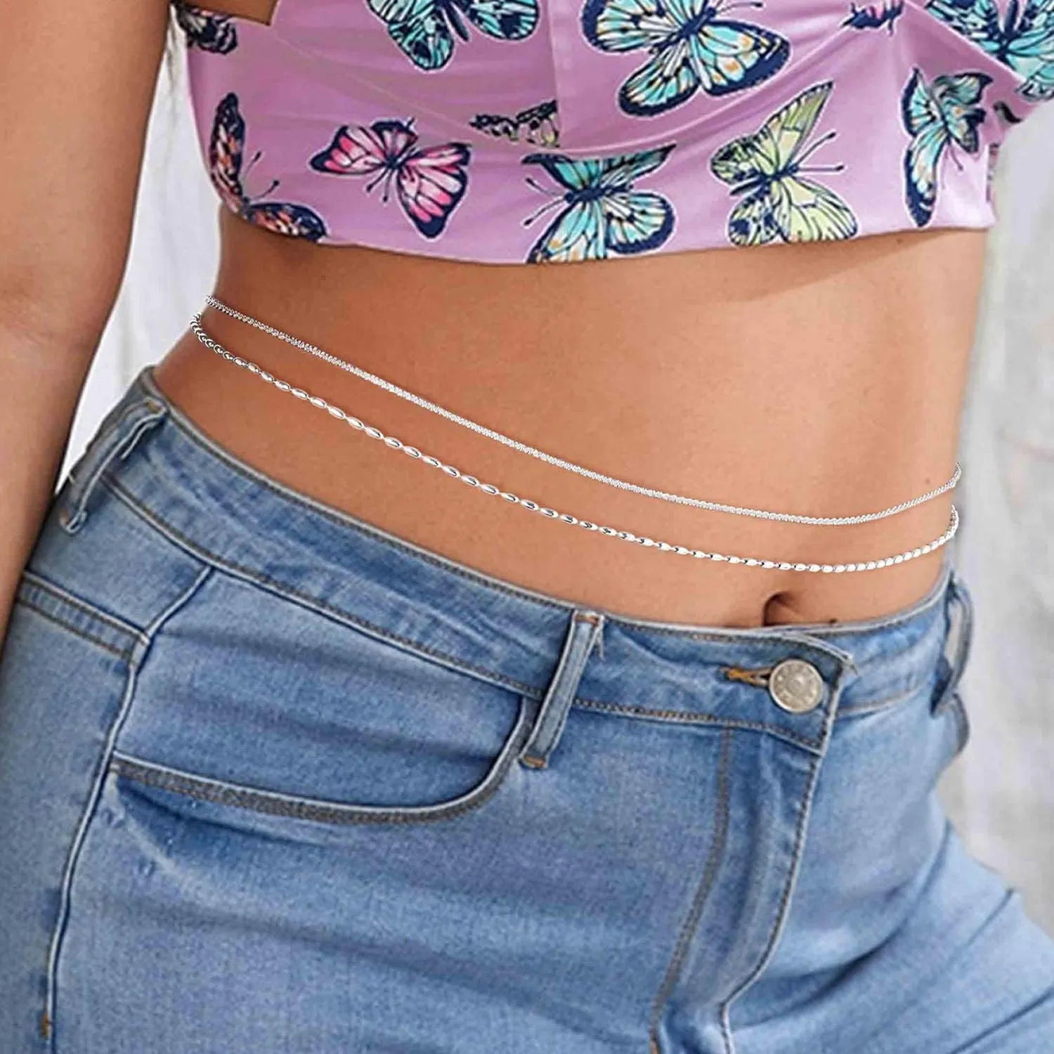 Waist Chain Silver Beads Belly Chain Gold Women Dainty Body Jewelry Accessories for Beach