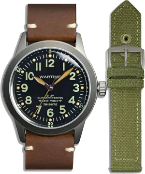 Wartime A-11 Military Aviator Watch  Limited Edition Collector's Edition Inspired by World War II Type A-11, Individually Numbered (500 Units), Includes Two Watch Straps and Extra Accessories