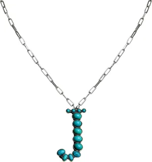 Western Boho Large Turquoise Letter Pendant Initial Necklace No.80