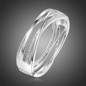 White Gold Crystal Bangle -KBQ0112