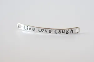 Wholesale Sterling Silver Live love Laugh, 925 sterling silver bar "live love laugh" gold bar connector, vermeil curve connector