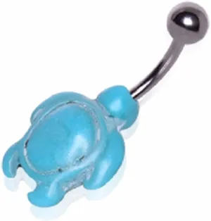 WildKlass Jewelry 316L Surgical Steel Turquoise Tortoise Navel Ring