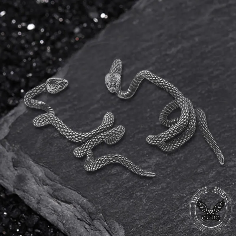 Winding Snake Stainless Steel Ear Cuffs