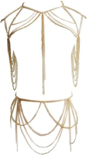 Women Fashion Body Chain Set Layered Necklace Bra Chain Summer Sexy Bohemian Jewelry Accessories Beach Party