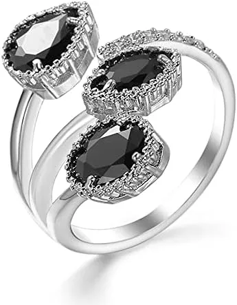 Women Ring - Adjustable Antique Gold Plated Turkish Style Green Gemstone Vintage Ring Women Jewelry Phoenix Tail Ring(White CZ, Silver)