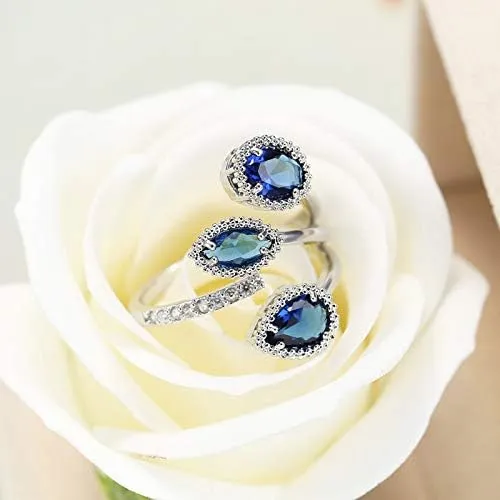 Women Ring - Adjustable Antique Gold Plated Turkish Style Green Gemstone Vintage Ring Women Jewelry Phoenix Tail Ring(White CZ, Silver)