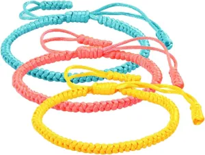 Women's Blue Friendship Bracelet, Blue Friendship Braided Cord Adjustable Bracelet, Multiple Colors3pc (3pc-d,One-Size)