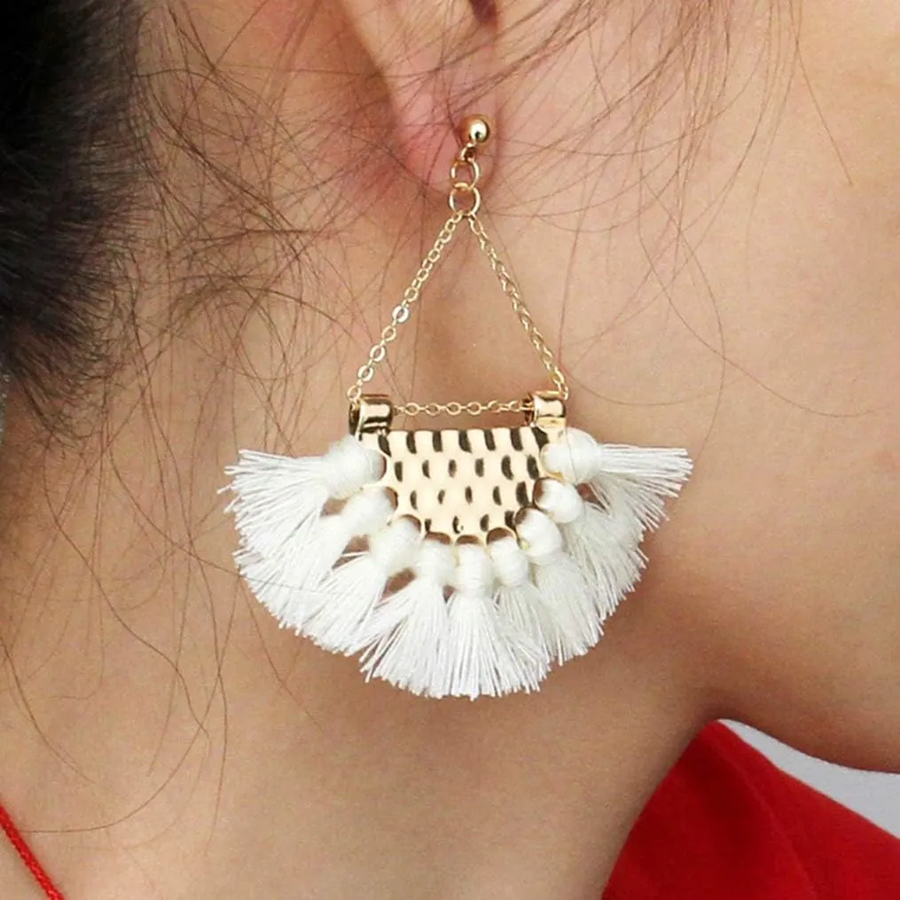 Womens Tassels Earrings Bohemian Tassel Drop Vintage Retro Tassel Dangle Boho Drop Earrings Eardrop for Women
