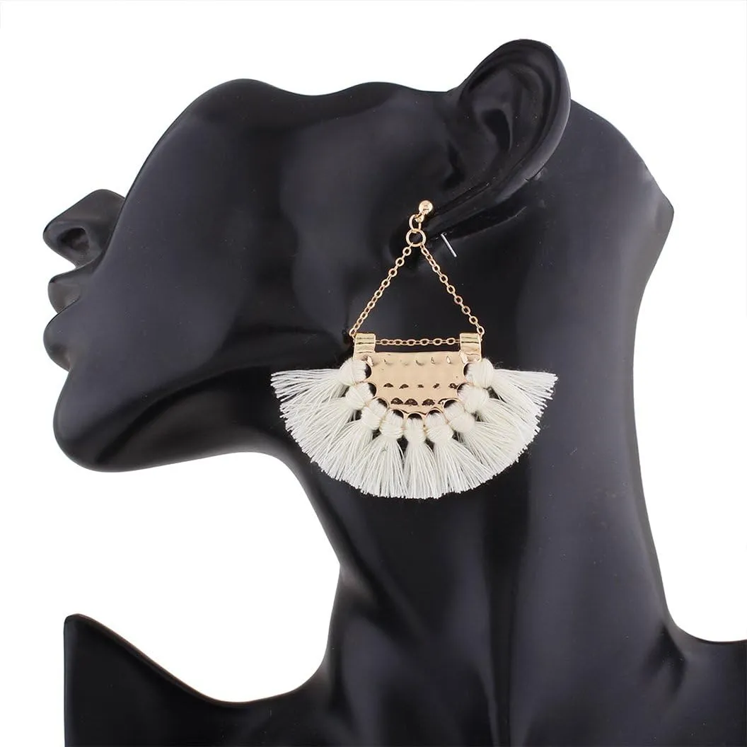 Womens Tassels Earrings Bohemian Tassel Drop Vintage Retro Tassel Dangle Boho Drop Earrings Eardrop for Women