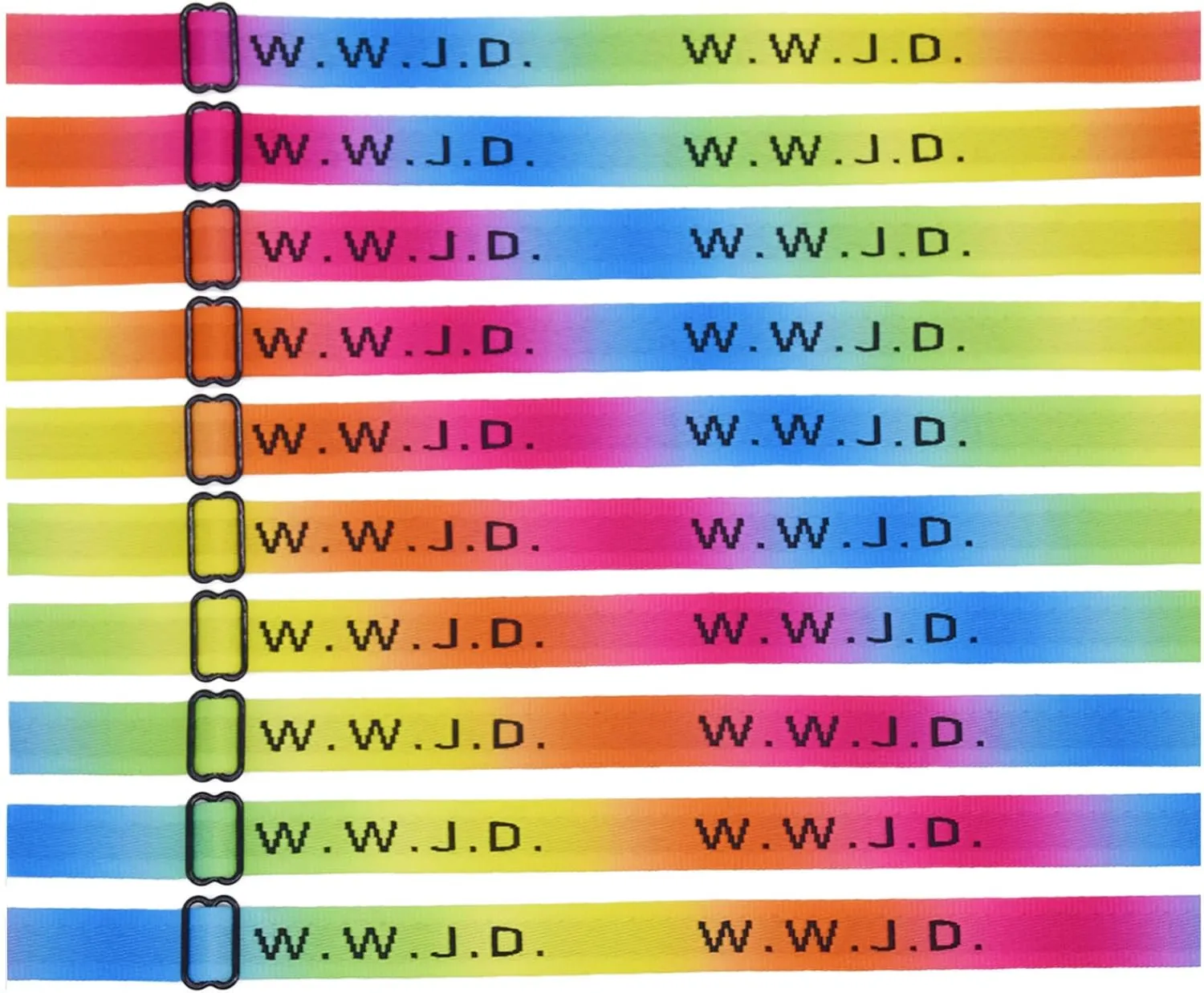 WWJD Bracelets - What Would Jesus Do | Religious Christian Bible Rainbow Bulk W.W.J.D. Wristbands Inspirational Gift for Women Men Boys Girls Pack