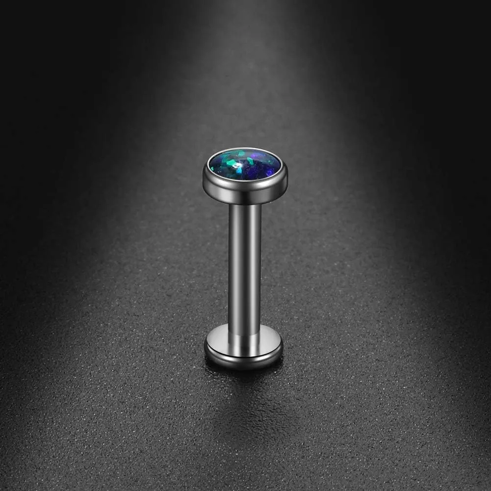 Xpircn 14G 16G 18G G23 Titanium Opal CZ Labret Monroe Lip Rings Studs Helix Cartilage Tragus Stud Piercing Jewelry, 1 Piece