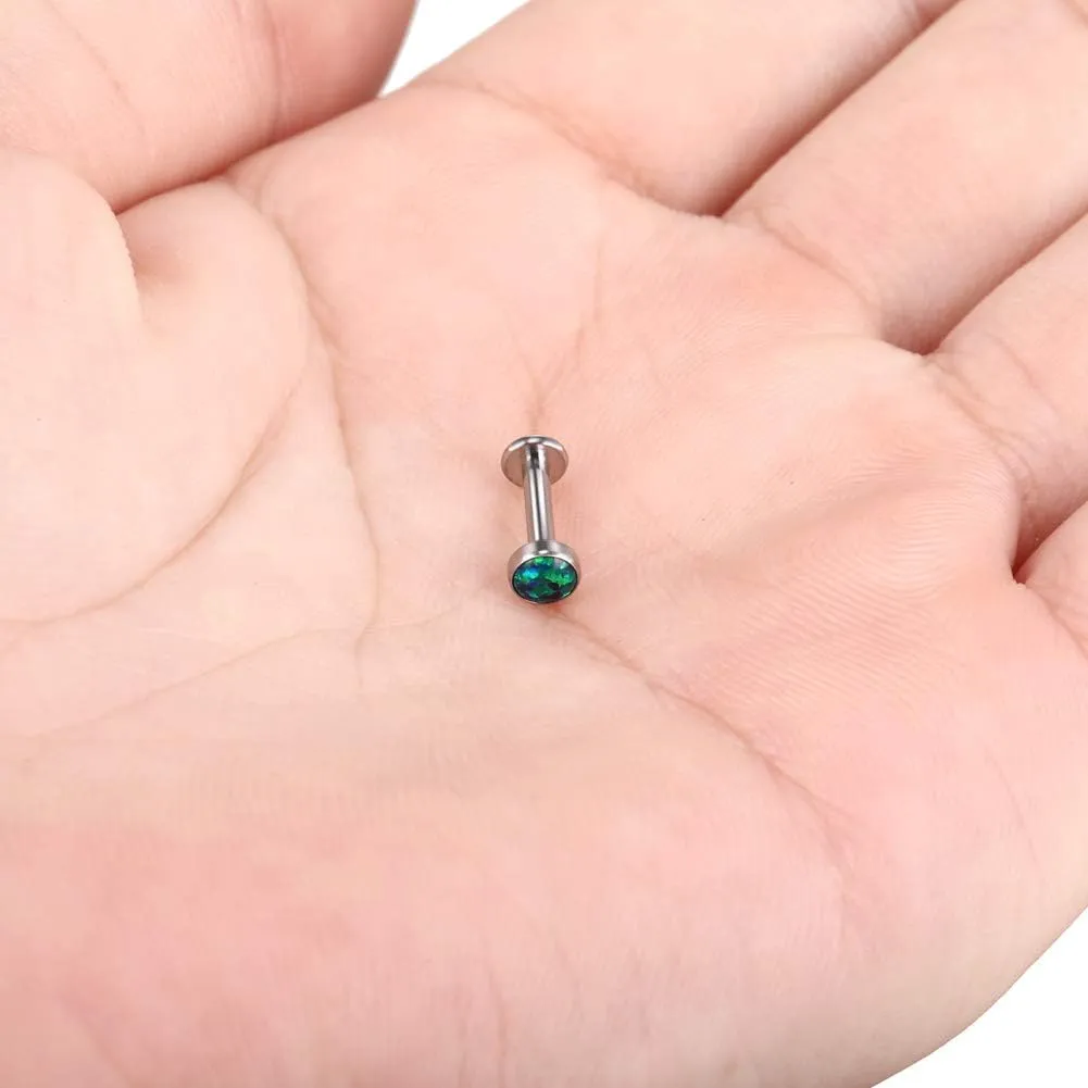 Xpircn 14G 16G 18G G23 Titanium Opal CZ Labret Monroe Lip Rings Studs Helix Cartilage Tragus Stud Piercing Jewelry, 1 Piece