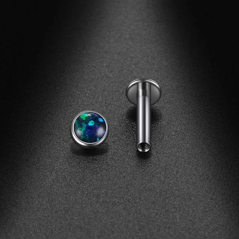 Xpircn 14G 16G 18G G23 Titanium Opal CZ Labret Monroe Lip Rings Studs Helix Cartilage Tragus Stud Piercing Jewelry, 1 Piece