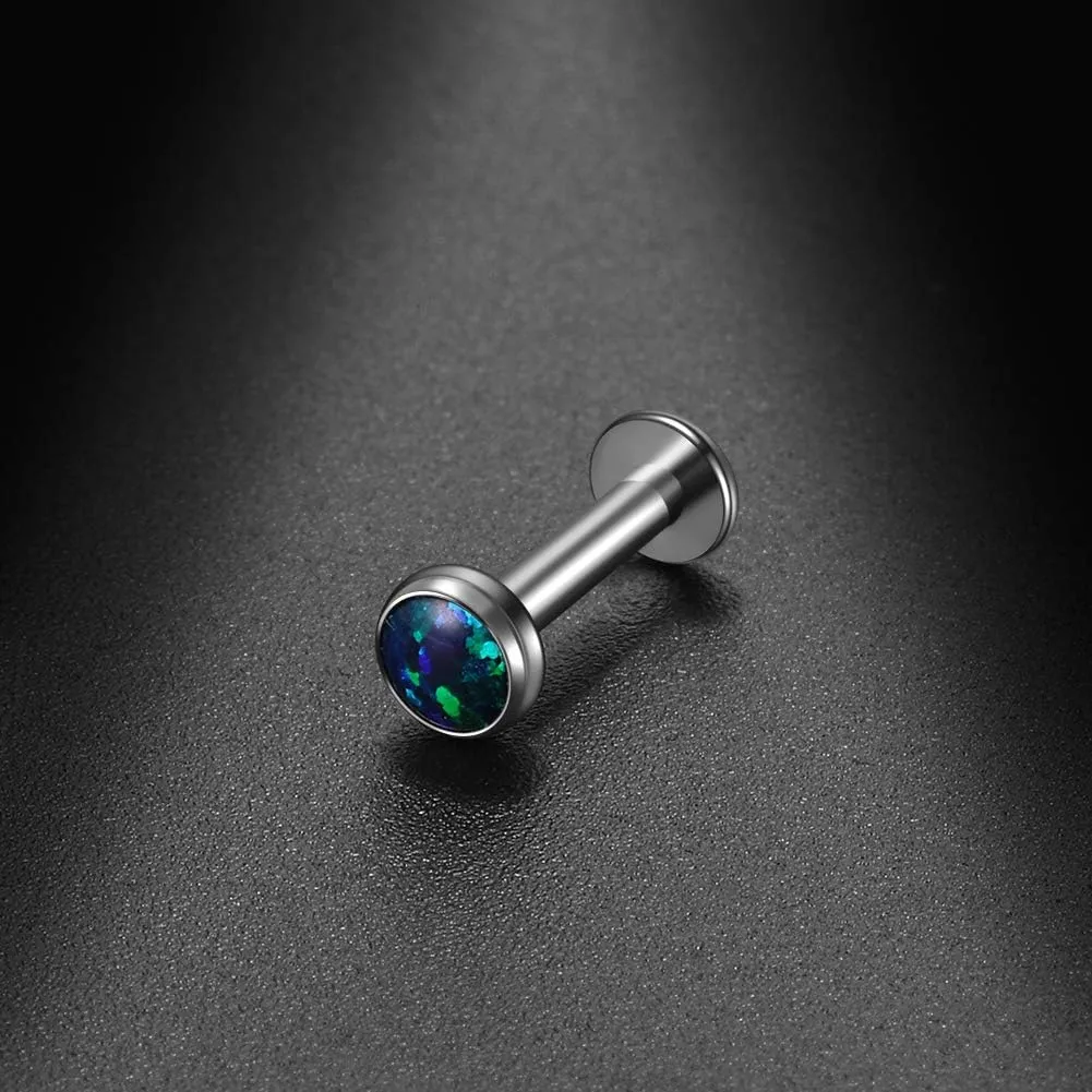 Xpircn 14G 16G 18G G23 Titanium Opal CZ Labret Monroe Lip Rings Studs Helix Cartilage Tragus Stud Piercing Jewelry, 1 Piece