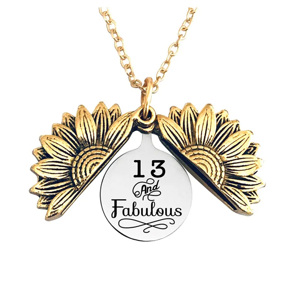YALLNASL 13th Birthday Gift Necklace for Girls 13 and Fabulous Sunflower Necklace for Teen Girls 13 Year Old Girl Birthday Gifts for Granddaughter, Niece, Daughter, Sister