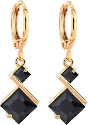Yazilind 18K Gold Plated Cubic Zirconia Inlay Charming Hoop Dangle Earrings for Women