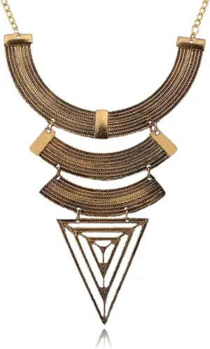 YAZILIND Clavicle Chain Chunky Pendant Necklace Exaggerated Triangle Vintage Ethnic Sweater Bohemian Statement