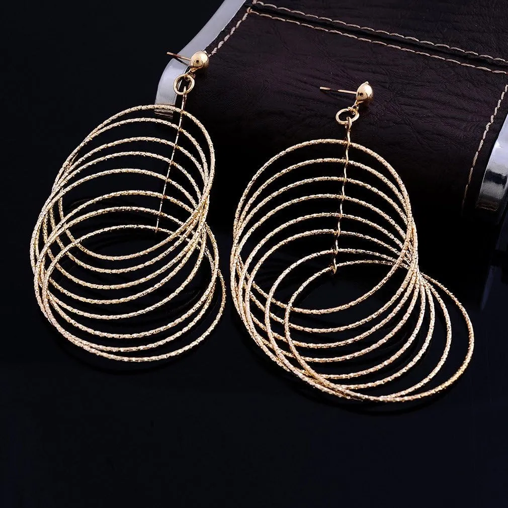 YAZILIND Gold Plated Earring Multilayer Long Pendant Drop Dangle Earrings Platinum Jewelry for Women