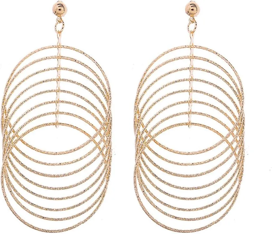 YAZILIND Gold Plated Earring Multilayer Long Pendant Drop Dangle Earrings Platinum Jewelry for Women