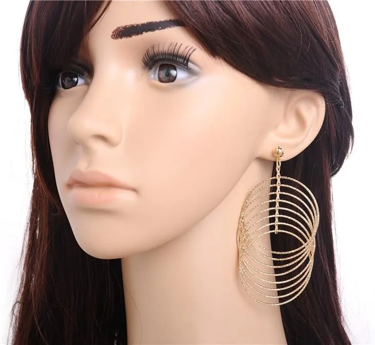 YAZILIND Gold Plated Earring Multilayer Long Pendant Drop Dangle Earrings Platinum Jewelry for Women