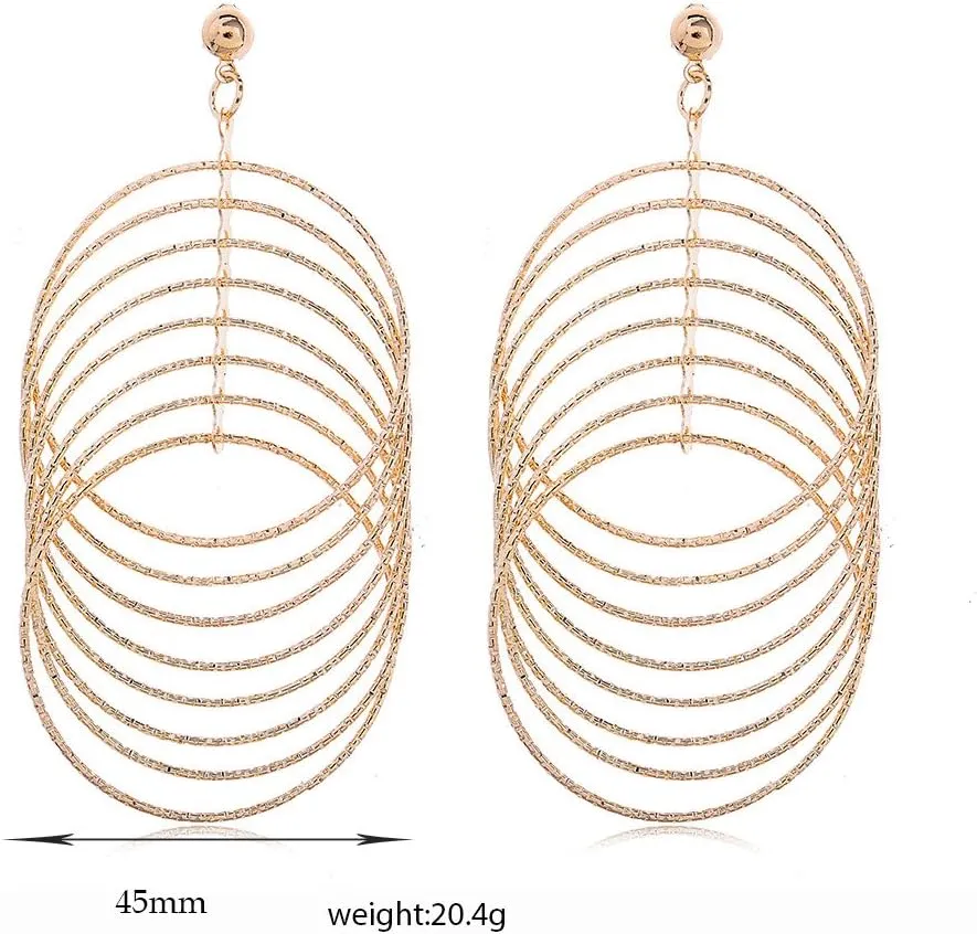 YAZILIND Gold Plated Earring Multilayer Long Pendant Drop Dangle Earrings Platinum Jewelry for Women
