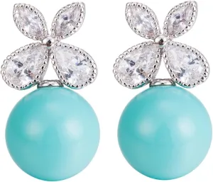 YAZILIND Platinum Plated Earring Flower Shape Cubic Zirconia Stud Earrings Jewelry for Women
