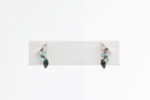 Yellow Gold Blue Topaz Ombre Fan Earrings